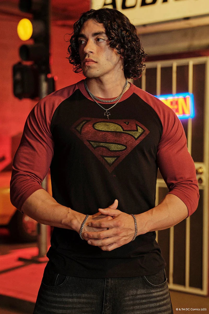 8072 - SUPERMAN RAGLAN 3/4 SHIRTS PRE-ORDER